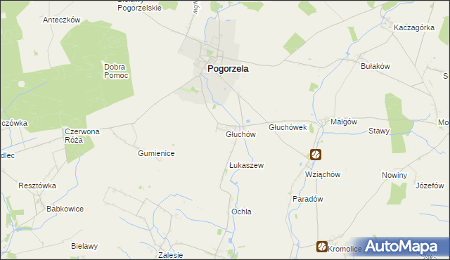mapa Głuchów gmina Pogorzela, Głuchów gmina Pogorzela na mapie Targeo