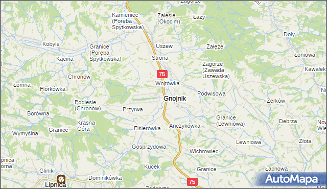 mapa Gnojnik, Gnojnik na mapie Targeo