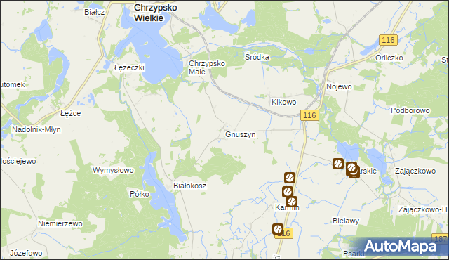 mapa Gnuszyn, Gnuszyn na mapie Targeo