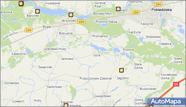 mapa Góra gmina Pobiedziska, Góra gmina Pobiedziska na mapie Targeo