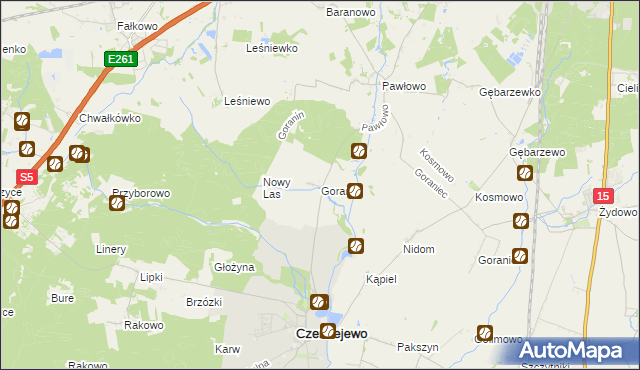 mapa Goranin gmina Czerniejewo, Goranin gmina Czerniejewo na mapie Targeo