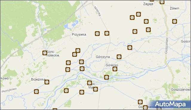 mapa Górczyna gmina Zwierzyn, Górczyna gmina Zwierzyn na mapie Targeo