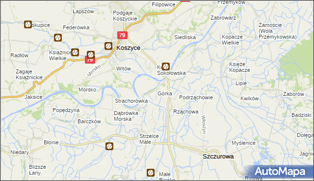 mapa Górka gmina Szczurowa, Górka gmina Szczurowa na mapie Targeo