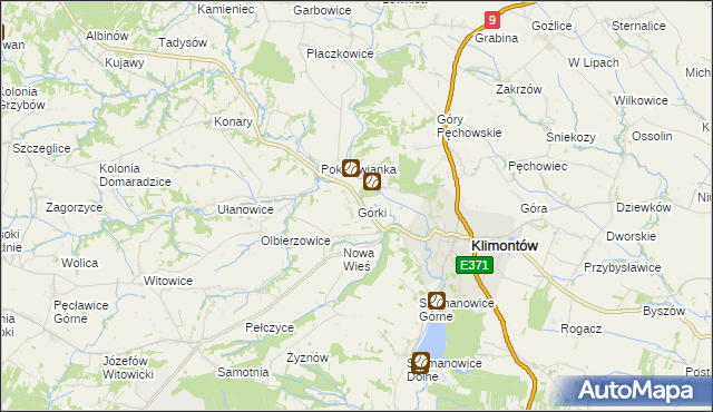 mapa Górki gmina Klimontów, Górki gmina Klimontów na mapie Targeo