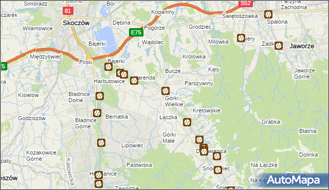 mapa Górki Wielkie, Górki Wielkie na mapie Targeo