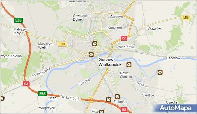mapa Gorzów Wielkopolski, Gorzów Wielkopolski na mapie Targeo
