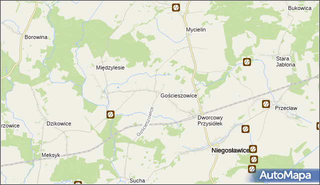 mapa Gościeszowice, Gościeszowice na mapie Targeo