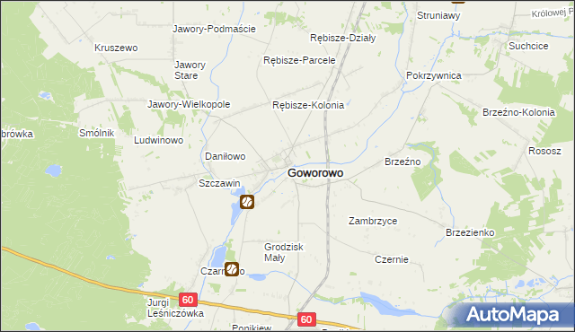 mapa Goworowo powiat ostrołęcki, Goworowo powiat ostrołęcki na mapie Targeo