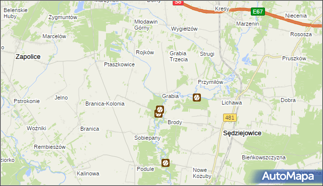 mapa Grabia, Grabia na mapie Targeo