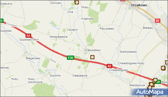 mapa Graboszewo gmina Strzałkowo, Graboszewo gmina Strzałkowo na mapie Targeo