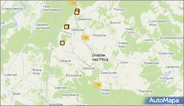 mapa Grabów nad Pilicą, Grabów nad Pilicą na mapie Targeo