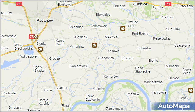 mapa Grabowica gmina Pacanów, Grabowica gmina Pacanów na mapie Targeo