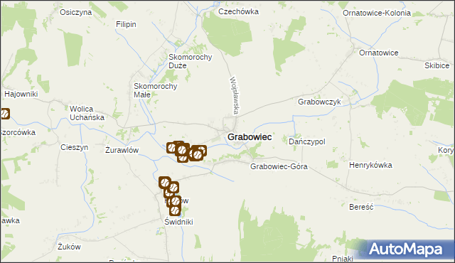 mapa Grabowiec powiat zamojski, Grabowiec powiat zamojski na mapie Targeo