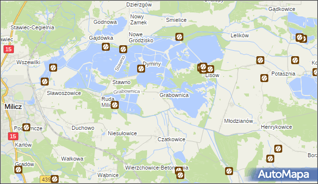 mapa Grabownica gmina Milicz, Grabownica gmina Milicz na mapie Targeo