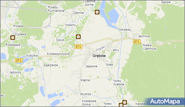 mapa Grębów powiat tarnobrzeski, Grębów powiat tarnobrzeski na mapie Targeo