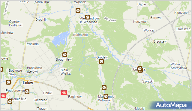 mapa Gródek gmina Lelów, Gródek gmina Lelów na mapie Targeo