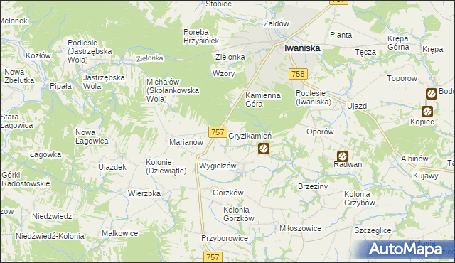 mapa Gryzikamień, Gryzikamień na mapie Targeo