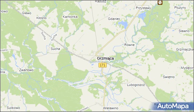 mapa Grzmiąca powiat szczecinecki, Grzmiąca powiat szczecinecki na mapie Targeo