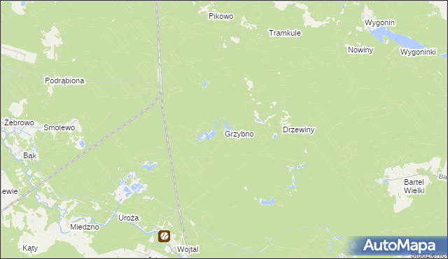 mapa Grzybno gmina Stara Kiszewa, Grzybno gmina Stara Kiszewa na mapie Targeo