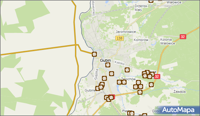 mapa Gubin, Gubin na mapie Targeo