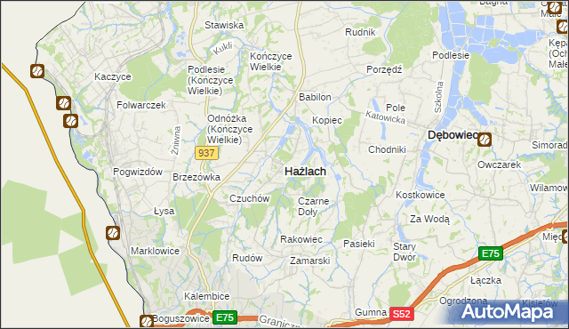 mapa Hażlach, Hażlach na mapie Targeo