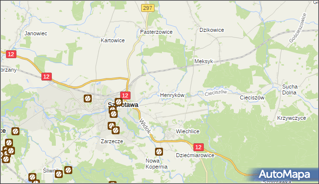 mapa Henryków gmina Szprotawa, Henryków gmina Szprotawa na mapie Targeo