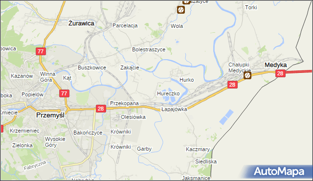 mapa Hureczko, Hureczko na mapie Targeo