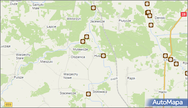 mapa Husaki, Husaki na mapie Targeo