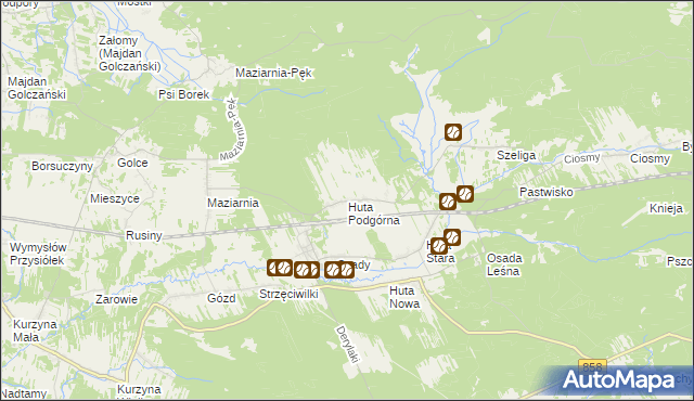 mapa Huta Podgórna gmina Harasiuki, Huta Podgórna gmina Harasiuki na mapie Targeo