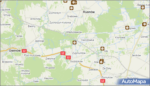 mapa Jabłonna gmina Rusinów, Jabłonna gmina Rusinów na mapie Targeo