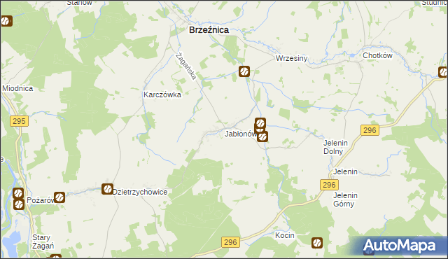 mapa Jabłonów gmina Brzeźnica, Jabłonów gmina Brzeźnica na mapie Targeo