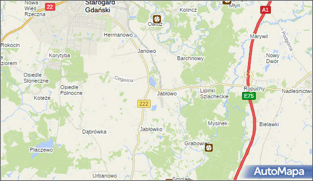 mapa Jabłowo, Jabłowo na mapie Targeo