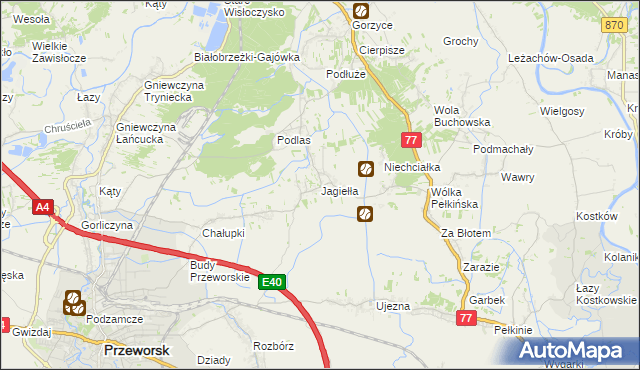 mapa Jagiełła gmina Tryńcza, Jagiełła gmina Tryńcza na mapie Targeo