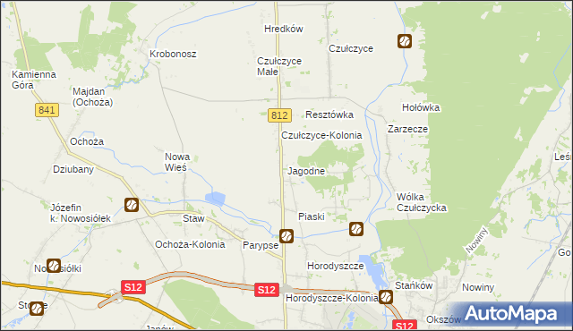 mapa Jagodne gmina Sawin, Jagodne gmina Sawin na mapie Targeo
