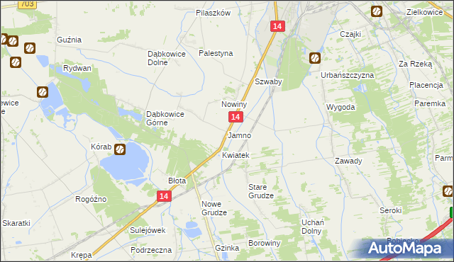 mapa Jamno gmina Łowicz, Jamno gmina Łowicz na mapie Targeo