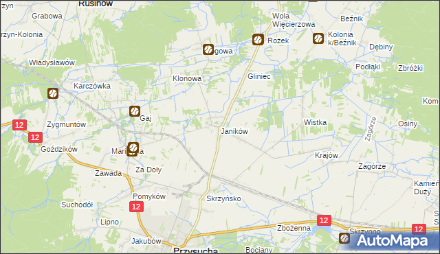 mapa Janików gmina Przysucha, Janików gmina Przysucha na mapie Targeo