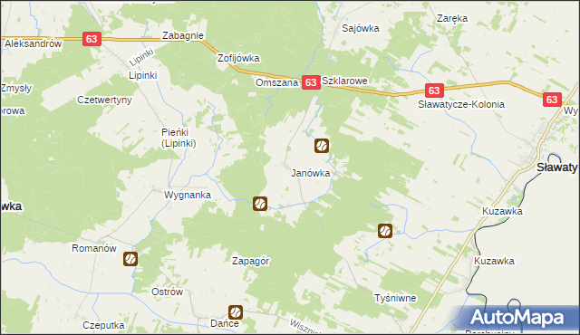 mapa Janówka gmina Hanna, Janówka gmina Hanna na mapie Targeo