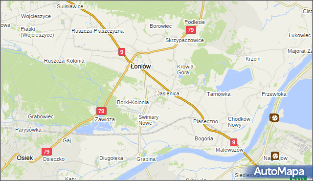 mapa Jasienica gmina Łoniów, Jasienica gmina Łoniów na mapie Targeo