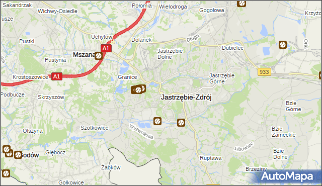 mapa Jastrzębie-Zdrój, Jastrzębie-Zdrój na mapie Targeo