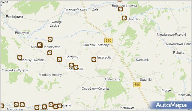 mapa Jaszczołty, Jaszczołty na mapie Targeo