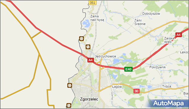 mapa Jędrzychowice gmina Zgorzelec, Jędrzychowice gmina Zgorzelec na mapie Targeo