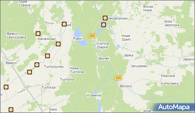 mapa Jelonek gmina Rakoniewice, Jelonek gmina Rakoniewice na mapie Targeo