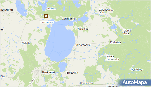 mapa Jeziorowskie gmina Kruklanki, Jeziorowskie gmina Kruklanki na mapie Targeo