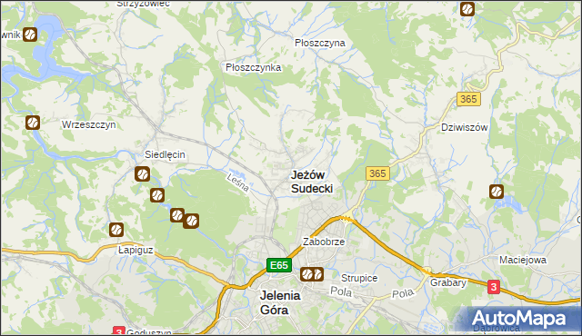 mapa Jeżów Sudecki, Jeżów Sudecki na mapie Targeo