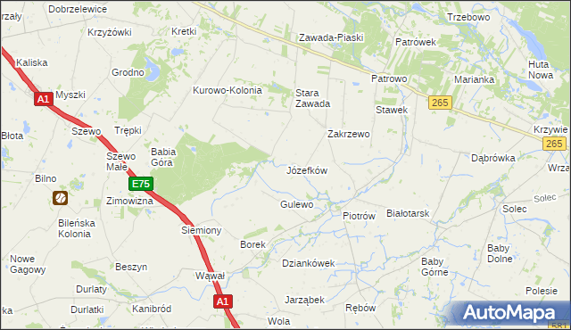 mapa Józefków gmina Gostynin, Józefków gmina Gostynin na mapie Targeo