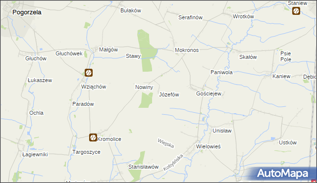 mapa Józefów gmina Koźmin Wielkopolski, Józefów gmina Koźmin Wielkopolski na mapie Targeo