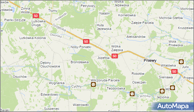 mapa Józefów gmina Pniewy, Józefów gmina Pniewy na mapie Targeo