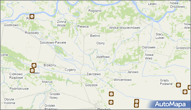 mapa Józefowo gmina Rząśnik, Józefowo gmina Rząśnik na mapie Targeo