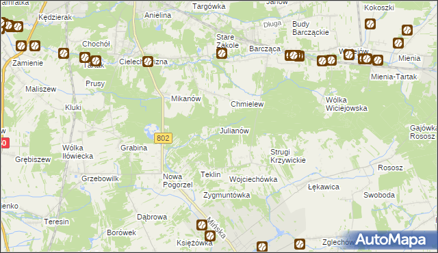 mapa Julianów gmina Siennica, Julianów gmina Siennica na mapie Targeo
