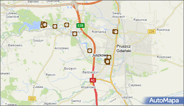 mapa Juszkowo, Juszkowo na mapie Targeo